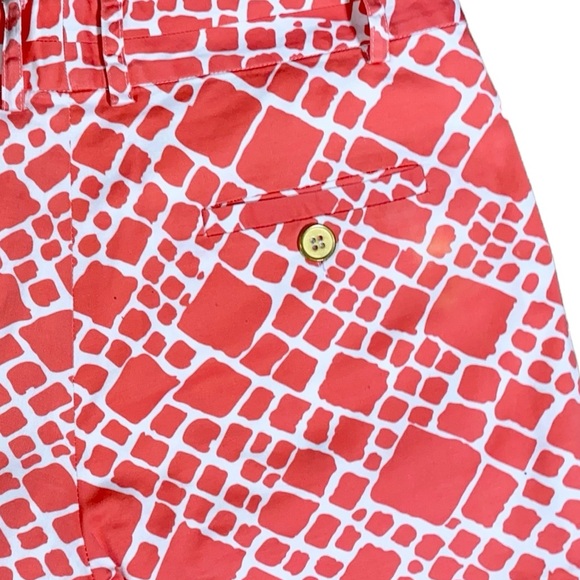 ANNIE GRIFFIN  Sz 2 Geometric Diamond Print Luxury Designer Pocket Shorts - Picture 4 of 4